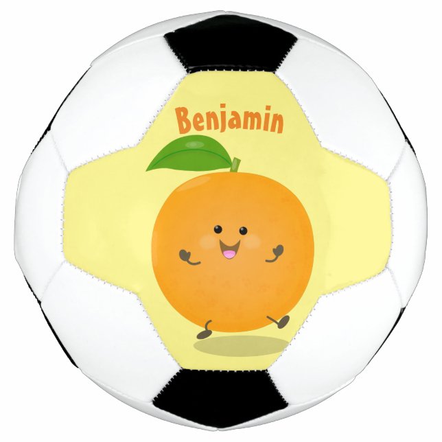 Cute dancing orange citrus fruit football (Front)
