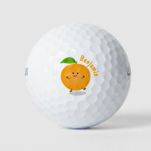 Cute dancing orange citrus fruit golf balls