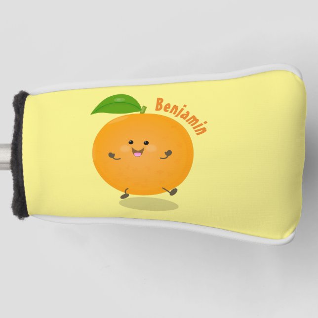 Cute dancing orange citrus fruit golf head cover (Front)