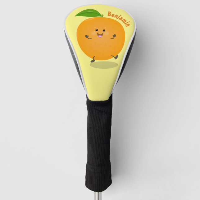 Cute dancing orange citrus fruit golf head cover (Front)