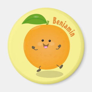 Cute dancing orange citrus fruit magnet