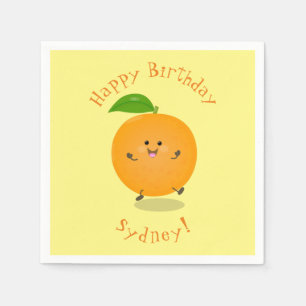 Cute dancing orange citrus fruit napkin