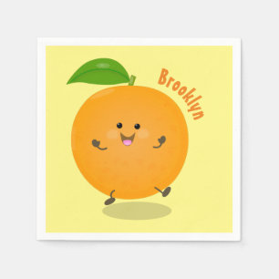 Cute dancing orange citrus fruit napkin