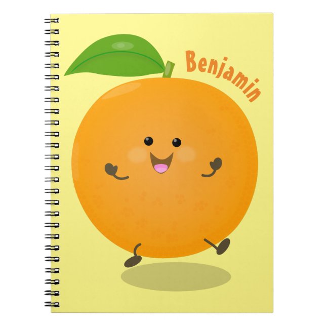 Cute dancing orange citrus fruit notebook (Front)