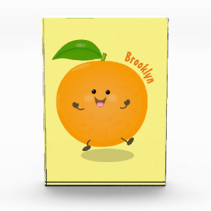 Cute dancing orange citrus fruit photo block