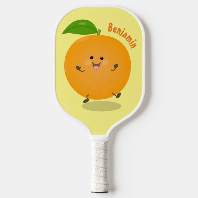 Cute dancing orange citrus fruit  pickleball paddle (Front)