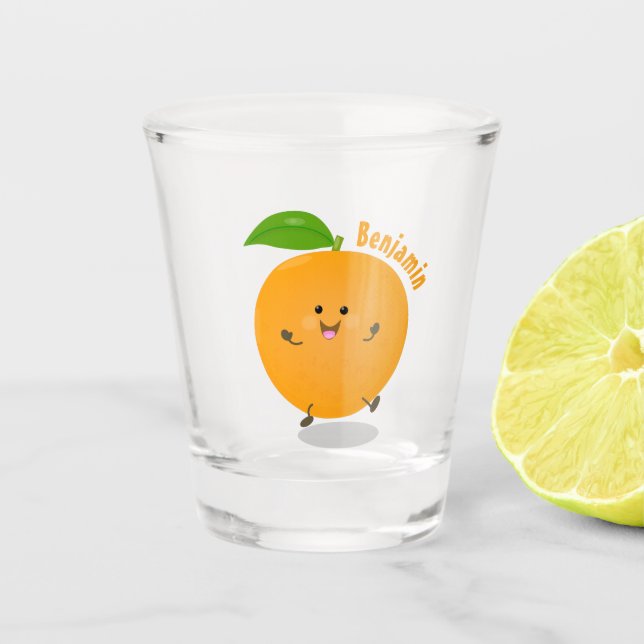 Cute dancing orange citrus fruit shot glass (Front)