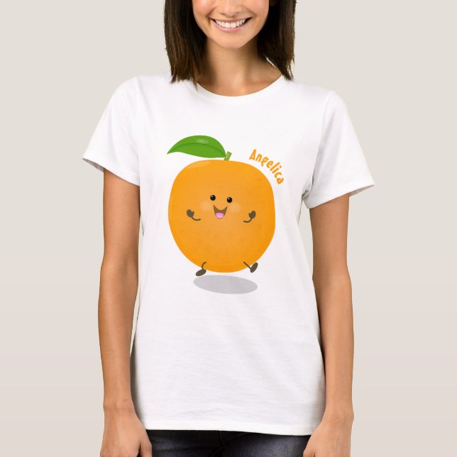 Cute dancing orange citrus fruit T-Shirt (Front)