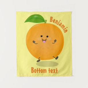 Cute dancing orange citrus fruit tapestry