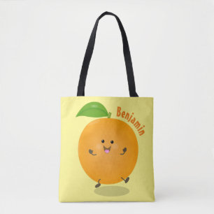 Cute dancing orange citrus fruit tote bag