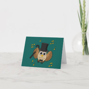 Cute Dancing Owl w/ Music Notes Cartoon   Add Text