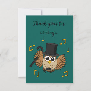 Cute Dancing Owl w/ Music Notes Cartoon   Add Text