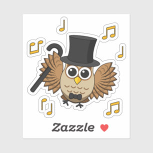 Cute Dancing Owl with Music Notes Cartoon
