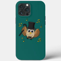 Cute Dancing Owl with Music Notes Cartoon