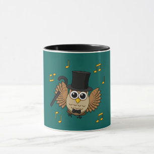 Cute Dancing Owl with Music Notes Cartoon Mug