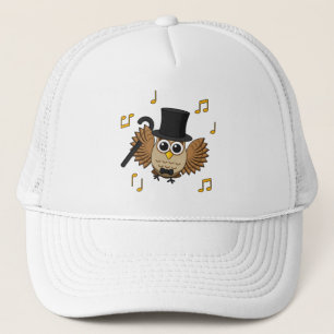 Cute Dancing Owl with Music Notes Cartoon Trucker Hat
