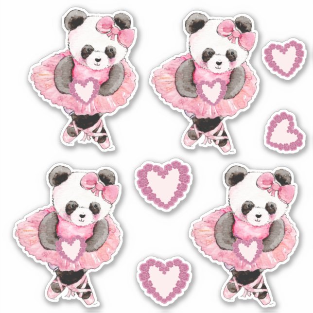 Cute Dancing Panda Bear Valentine Hearts (Front)