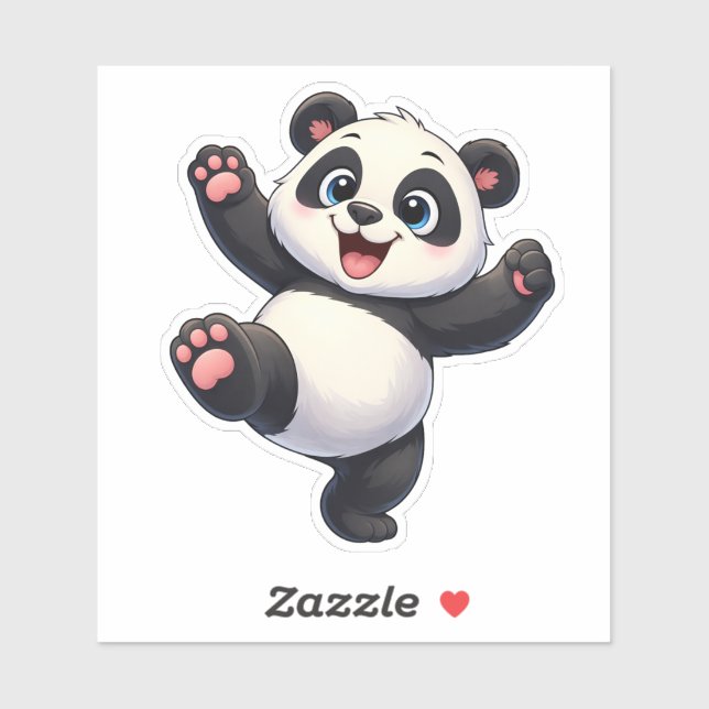 Cute Dancing Panda Custom-Cut Vinyl Sticker (Sheet)