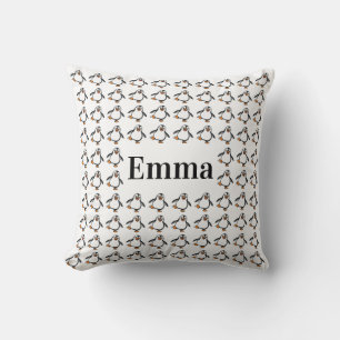 Cute Dancing Penguin Pattern Personalised Nursery Cushion