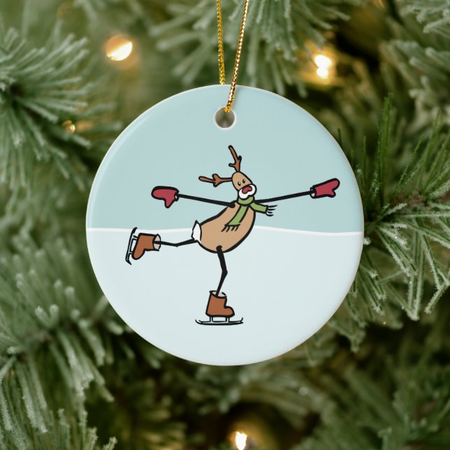 Cute Dancing Reindeer Ceramic Ornament (Tree)
