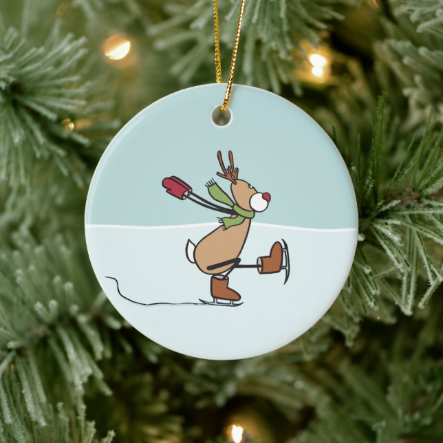 Cute Dancing Reindeer Ceramic Ornament (Tree)