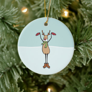 Cute Dancing Reindeer Ceramic Tree Decoration