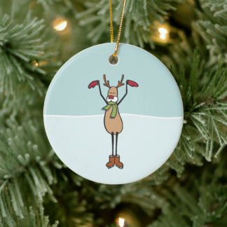 Cute Dancing Reindeer Ceramic Tree Decoration