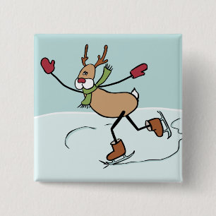Cute Dancing Reindeer - Christmas 15 Cm Square Badge
