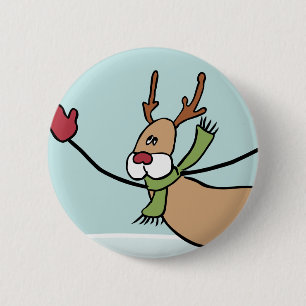 Cute Dancing Reindeer - Christmas 6 Cm Round Badge