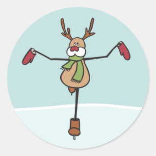 Cute Dancing Reindeer - Christmas Classic Round Sticker