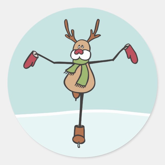 Cute Dancing Reindeer - Christmas Classic Round Sticker (Front)