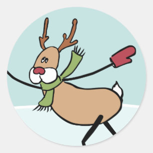 Cute Dancing Reindeer - Christmas Classic Round Sticker