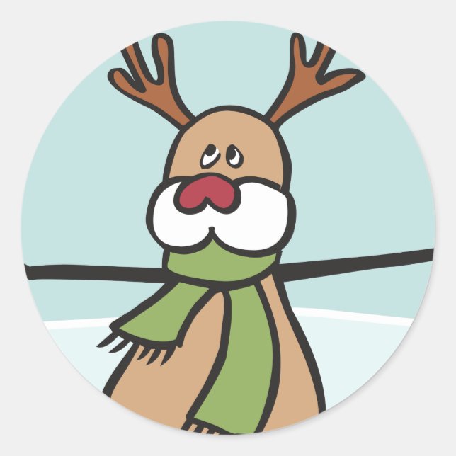Cute Dancing Reindeer - Christmas Classic Round Sticker (Front)
