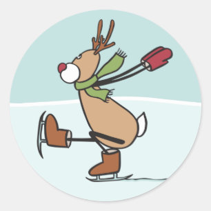 Cute Dancing Reindeer - Christmas Classic Round Sticker