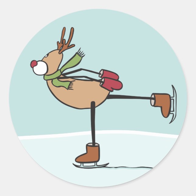 Cute Dancing Reindeer - Christmas Classic Round Sticker (Front)