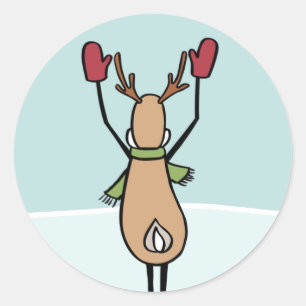 Cute Dancing Reindeer - Christmas Classic Round Sticker