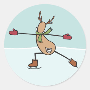 Cute Dancing Reindeer - Christmas Classic Round Sticker