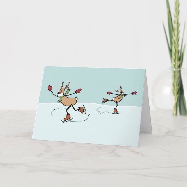 Cute Dancing Reindeer - Christmas Holiday Card (Front)