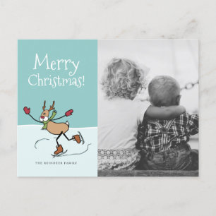 Cute Dancing Reindeer - Christmas Holiday Postcard