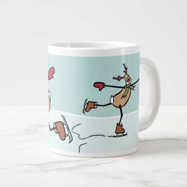 Cute Dancing Reindeer - Christmas Large Coffee Mug (Front Right)