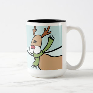 Cute Dancing Reindeer - Christmas Two-Tone Coffee Mug