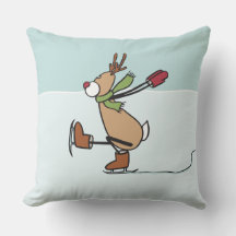 Cute Dancing Reindeer Throw Pillow