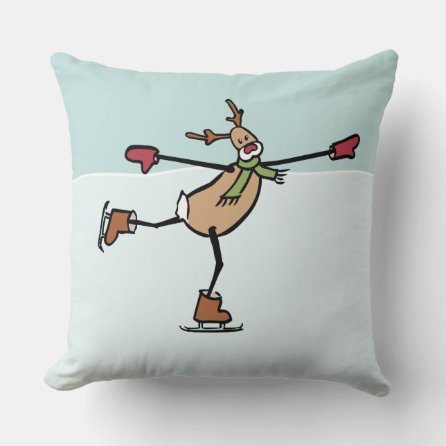 Cute Dancing Reindeer Throw Pillow (Front)