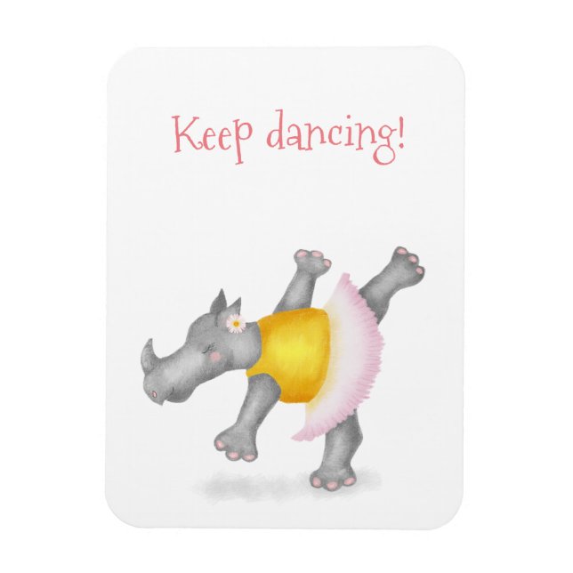 Cute dancing rhino magnet (Vertical)