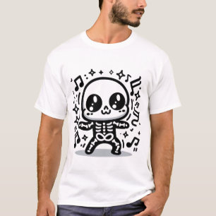 Cute Dancing Skeleton Kawaii Halloween Music  T-Shirt