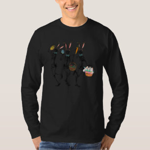 Cute Dancing Skeletons Happy Easter Day Bunny Fami T-Shirt