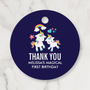 Cute Dancing Unicorns Magical Rainbow Birthday Favour Tags