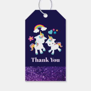 Cute Dancing Unicorns Magical Rainbow & Stars Gift Tags