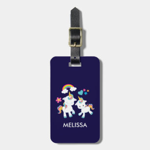 Cute Dancing Unicorns Magical Rainbow & Stars Luggage Tag