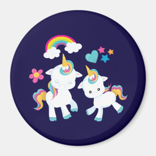 Cute Dancing Unicorns Magical Rainbow & Stars Magnet